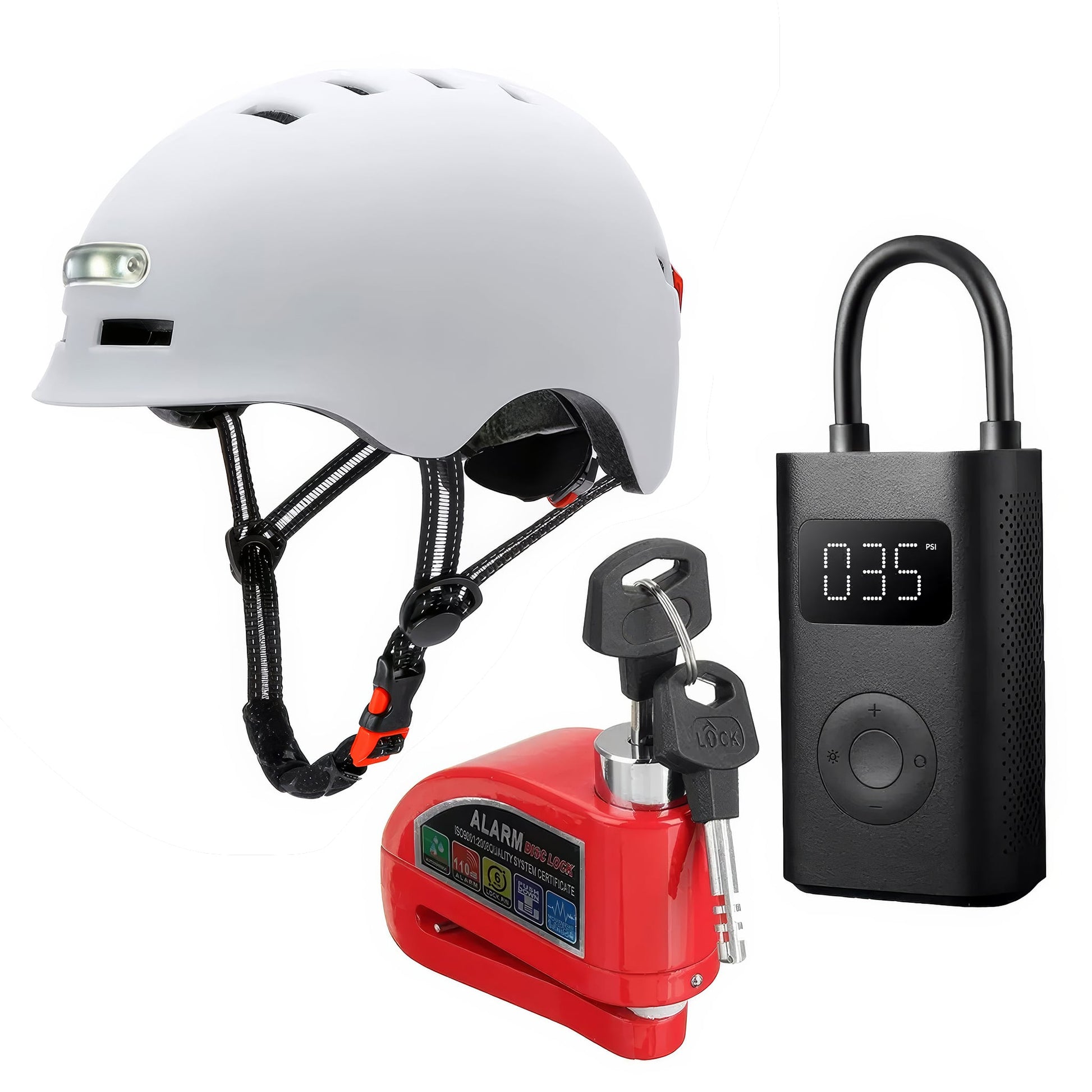 E-Scooter Accessories Bundle with White Helmet | Australian E-Scooters