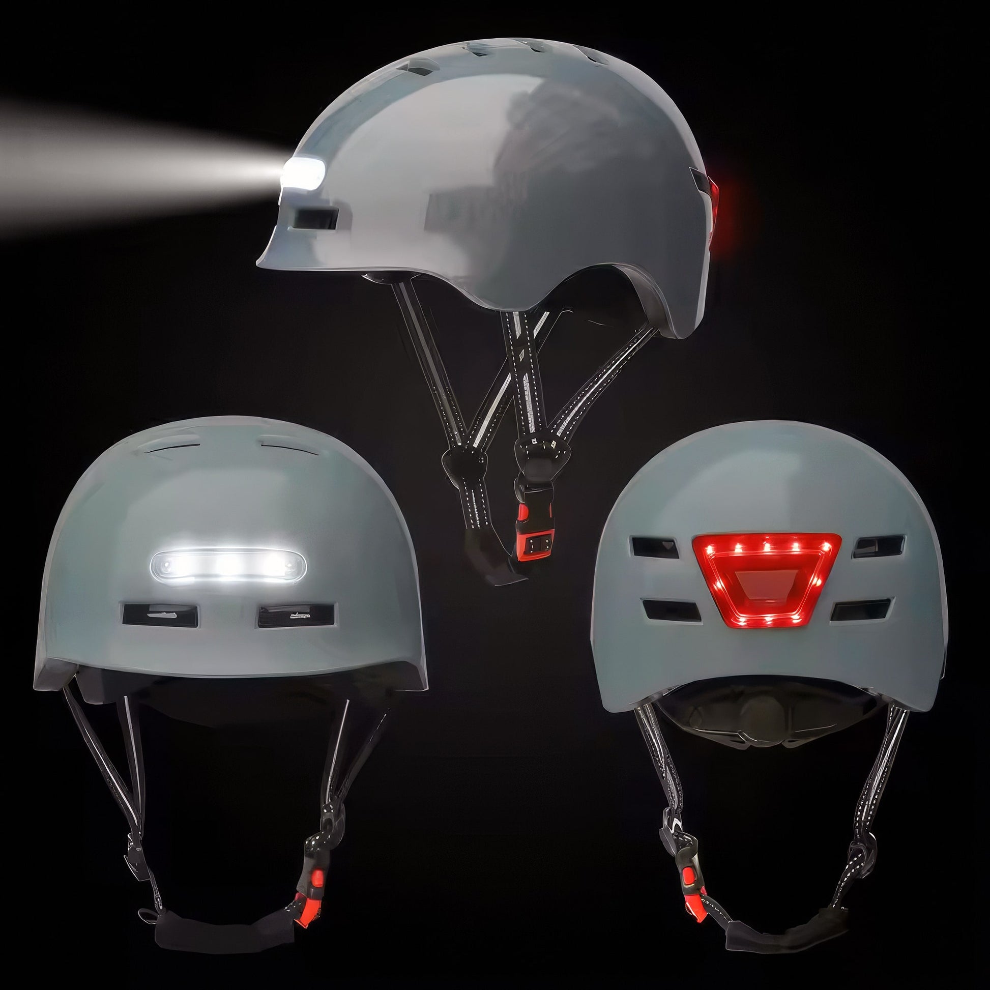Grey E-Scooter Helmet with light | Australian E-Scooters