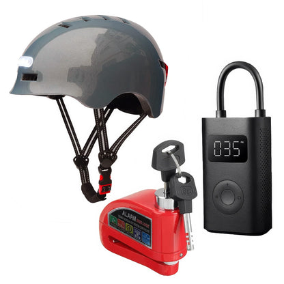 E-Scooter Accessories Bundle with Grey Helmet | Australian E-Scooters